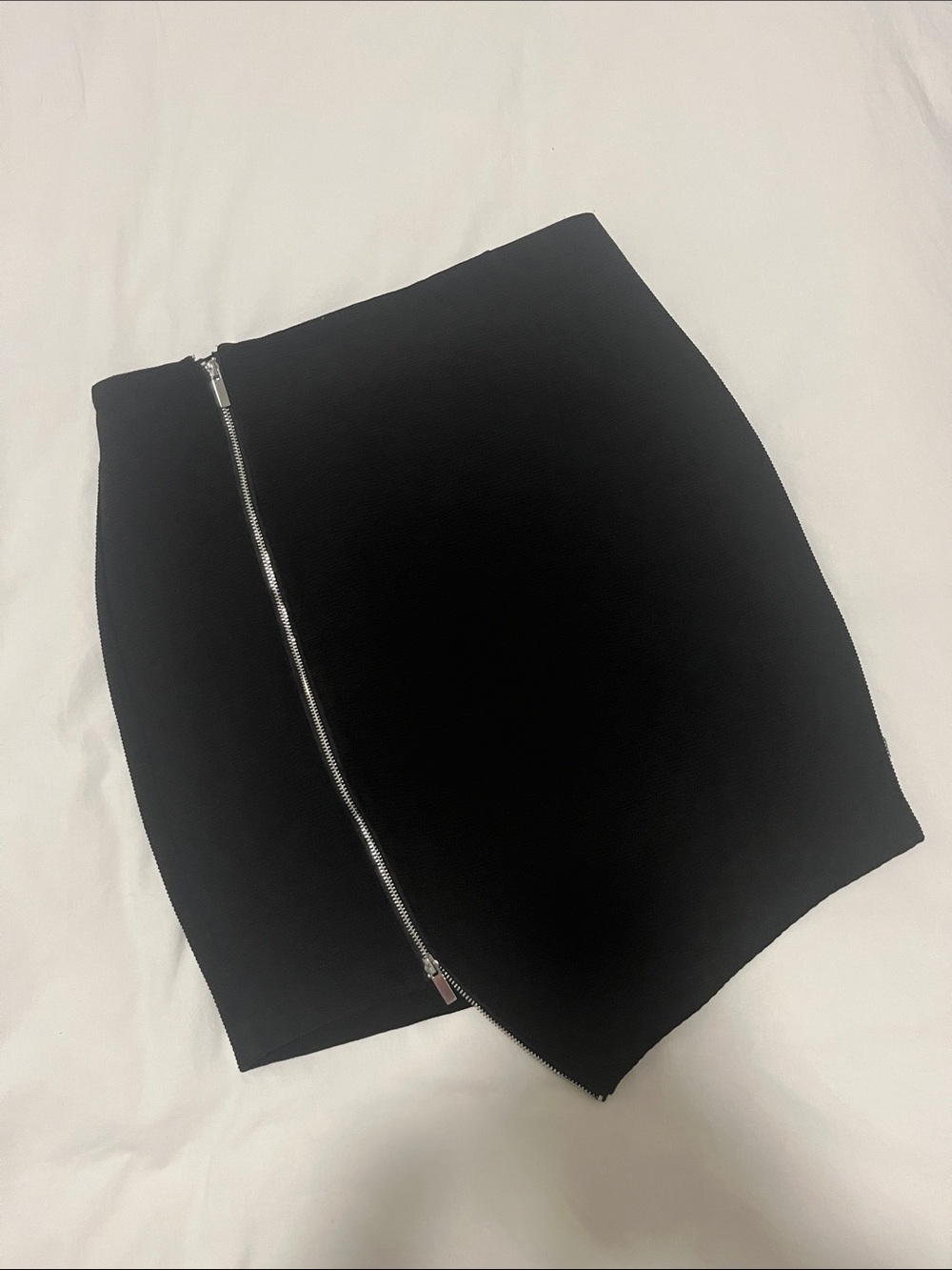 Dynamite Black Asymmetric Zip Mini Skirt (Size XS)